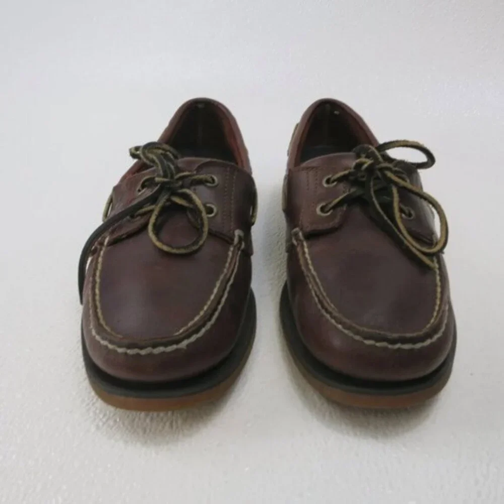 Timberland Two Eyelet Leather Casual Dress Boat Deck Shoes Men's Classic 9 M